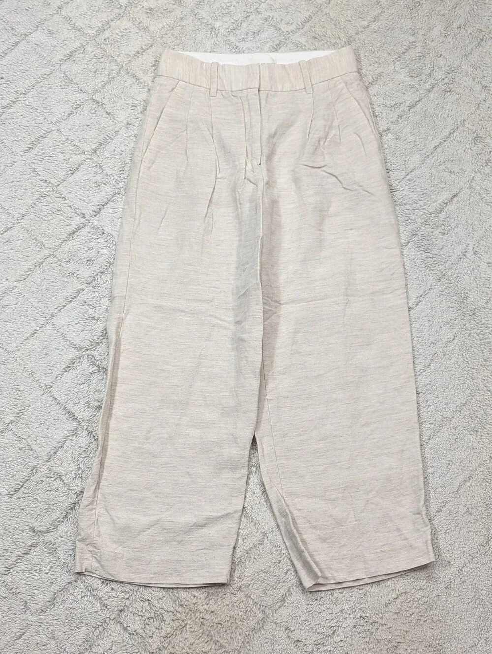 Wilfred Pants Womens 2 Beige Natural Effortless Cropped Cruise Linen Trouser